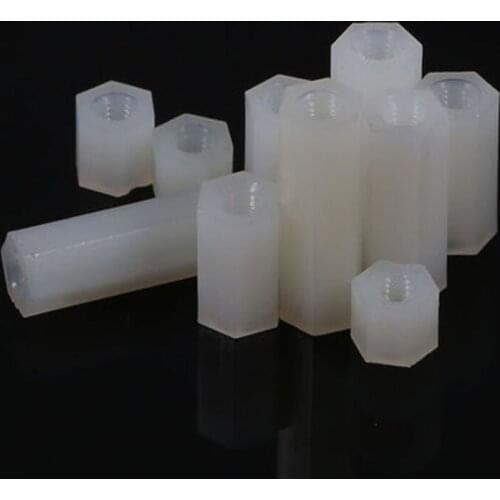 30pcs M3 Hexagonal nylon column Flat head double pass Plastic support columns Environmental protection 5mm-15mm Length