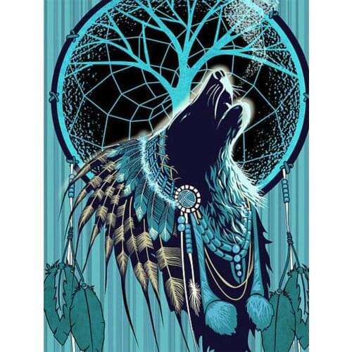 5D DIY Diamond embroidery Blue Wolf Full Square / Round Drill diamond Painting Cross Stitch Rhinestone Mosaic decoration gift