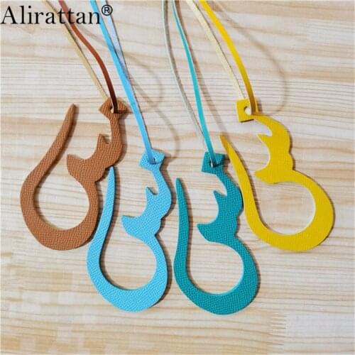 Alirattan Genuine Leather Arabic Letters B Character Charm Customized Women Leather Trendy Customized Pendant Ornament INS