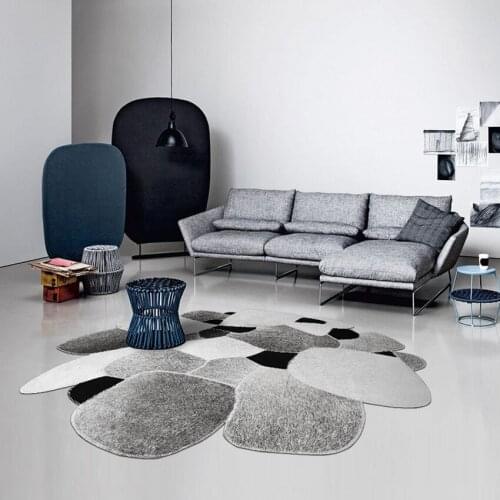 American style cowhide skin handmade patchwork rug in gray colordecoration abstract cobblestone pattern fur living room carpet