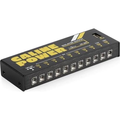 Caline CP-207 Pedal Power Supply 10 Isolated Outputs For 9V 12V 18V Guitar Effect Pedal with Adapter and 12 Cables Accessories