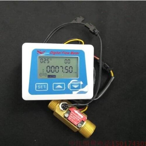 Digital Water Flow Sensor Meter Tester Flowmeter Totameter Temperature Time Record With G1/2 flow sensor