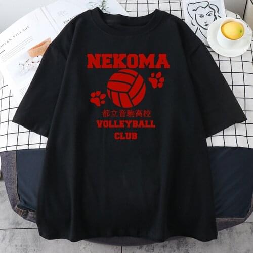 Haikyuu Volleyball Club Red Print Women T-Shirt Trendy Cotton T Shirt 2021 Goth Summer Tee Shirt Hip Hop Oversize Woman T-Shirts