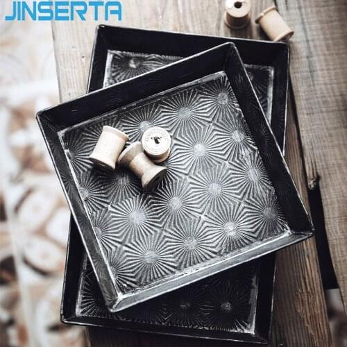 JINSERTA Vintage Storage Tray Jewelry Display Plate Dessert Fruit Cake Snack Plate Retro Home Decorative Tableware Cup