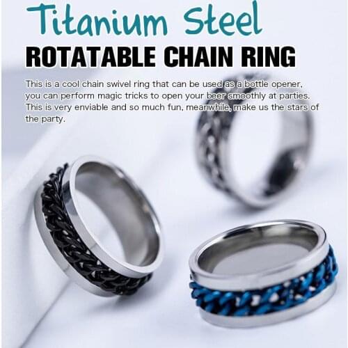 Titanium Steel Rotatable Chain Ring Portable Beer Bottle Opener 5 Colors Wedding Party Favor Gifts Twist Chain Rings