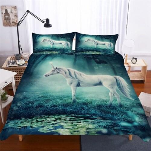 Bedding Set 3D Printed Duvet Cover Bed Set Unicorn Home Textiles for Adults Lifelike Bedclothes with Pillowcase #DJS15