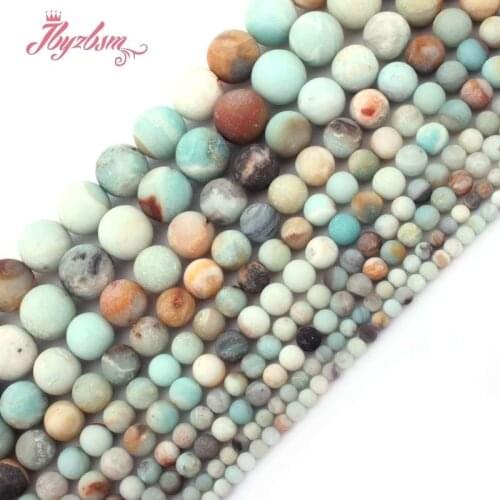 4,6,8,10mm Round Amazonite Multicolor Frost Beads Loose Natural Stone Beads For DIY Necklace Bracelets Jewelry Making Strand 15"