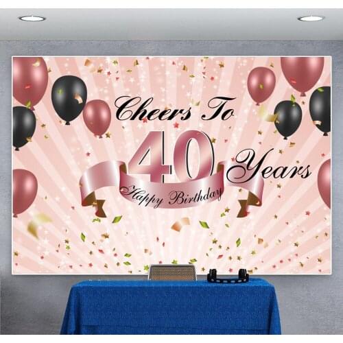 Laeacco Rose Gold Stripes Balloons Ribbons Stars Glitters 30 40 60 80 Birthday Backdrops Photography Backgrounds Party Decor