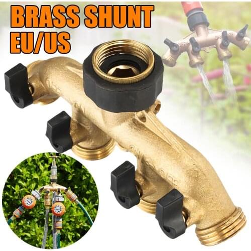 Brass 4 Way Hose Pipe Splitter Nozzle Switcher Tap Connectors for Garden Irrigation Adaptor Fitting Garden Outdoor Hose connect