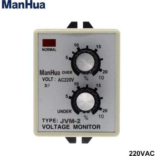 Manhua 3 phase AC220V 50/60Hz JVM-2 Phase Monitoring Relay Voltage monitor