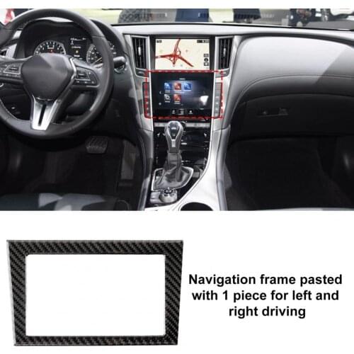 Carbon fiber panel sticker GPS navigation cover trim for Infiniti Q50 2014-2020 Interior Stickers интерьер запчасти accessories