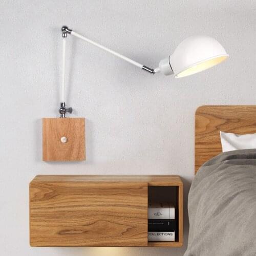 Nordic simple bedside wall lamp bedroom lamp retractable wall light button switch creative Indoor decorations AC110V 220V E27