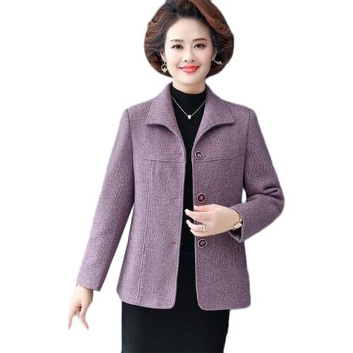 New Women Woolen Coat Plus Size Spring Autumn Jackets Coats Womens Casual Wool Coats Single-breasted Lining Womens Clothing 5XL