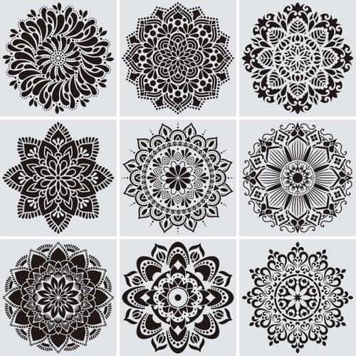 NEW 30 * 30cm size diy craft mandala mold for painting stencils stamped photo album embossed paper card on wood, fabric, wall