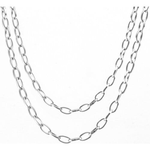 Women Necklace 4mm Long Oval Rolo Chain Necklace Stainless Steel Fashion Jewelry Sell in 1 Meter No Clasp Chains