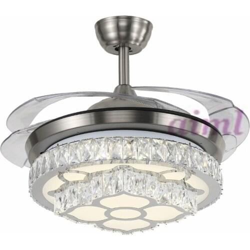 42inch 108cm The dimming control Stealth fan lamp ceiling lamp crystal restaurant dining room living room 110-240v