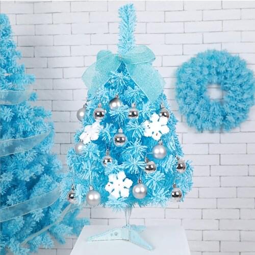 Christmas Decoration Gift Mini Christmas Tree Snowflake Color Silver Ball Flocking Pine Tree Cedar DIY Desktop Plant Set New