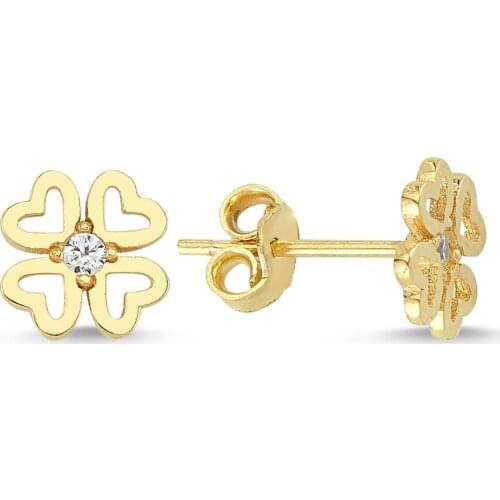 14k (585) Gold Four Leaf Clover Earrings