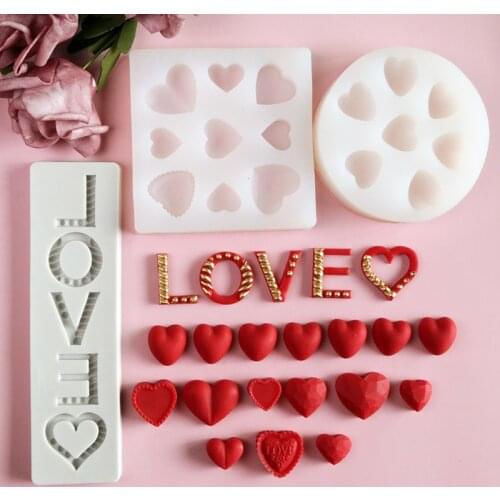 Love Heart shape series Silicone Mold Fondant Cake Decorating Mold Sugarcraft Chocolate Baking Tool For Cake Gumpaste Form