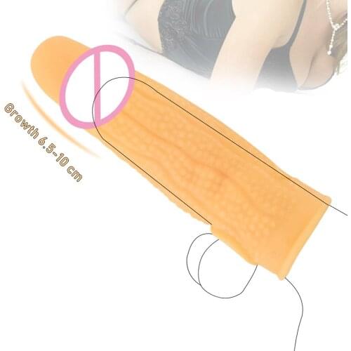 Silicone Penis Sleeve Dildo Enlargement Sex Toys For Men Erection Penig Ring Reusable Condom Male Cock Extender G Spot Massager