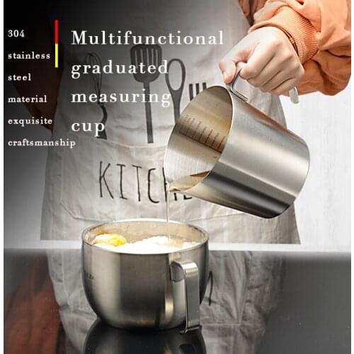 304 stainless steel measuring cup with graduated handle, household restaurant large capacity measuring cup, multifunctional high