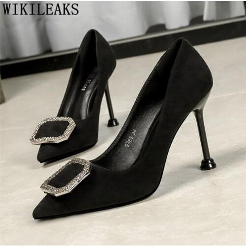 Rhinestone Heels Female Shoes Women Elegant Fashion Black Heels 2020 Crystal Shoes Ladies High Heel Luxury Shoes Women Designers