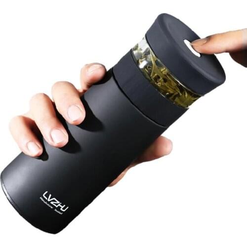 Business Stainless Steel Thermos Bottle Tea Vacuum Flask Cup With Infuser Filter Flower Tea Separation And Button Men Women Gift