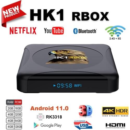 HK1 RBOX R1 Mini Smart Android 10.0 TV Box 4GB 64GB RK3318 USB3.0 1080P H.265 4K 60fps Google Player Store Youtube Set Top Box