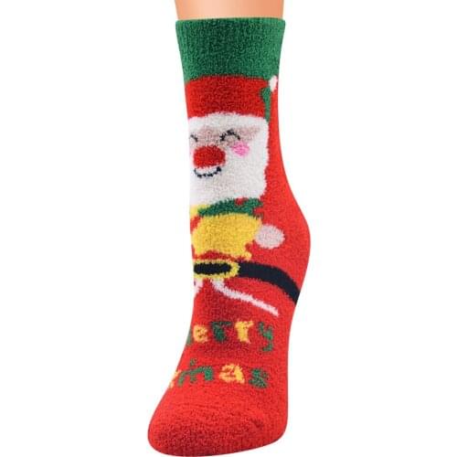 Women Fashion Christmas Coral Fleece Socks Funny Vintage Santa Claus Snowman Cartoon Pattern Socks