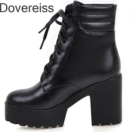 WinterWoman Fashion New Sexy Platform Genuine Leather Boots Motercycle Boots Zipper Cross Lacing Matin Boots Ankle Boots 33-41