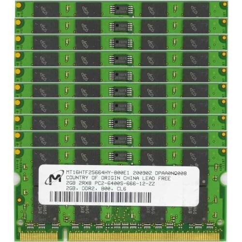 10pcs lot 2GB PC2-6400S DDR2 800MHz 200pin 1.8V SO-DIMM USED RAM Laptop Memory Wholesale price