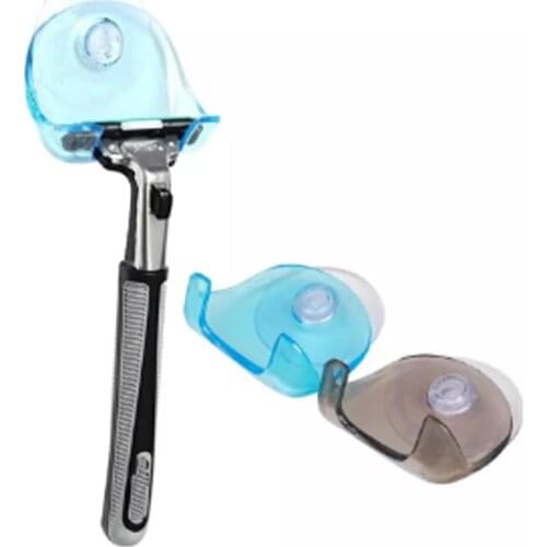 2PCS Plastic Manual Razor Stands Hanging Rack Suction Cup Shaver Holder For Bathroom Wall-mounted Transparent Razor Shaver 2020