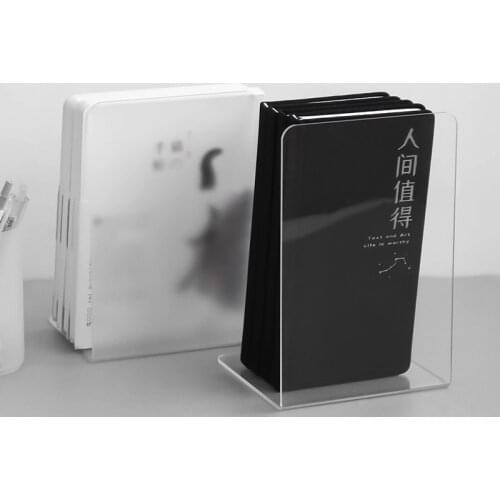 2Pcs Clear Acrylic Bookends L-shaped Desk Organizer Desktop Book Holder School Stationery Office Accessories