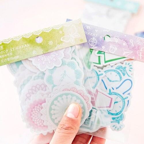 45pcs/pack Transparent Manual Diary Stickers Kawaii Scrapbooking Toy Stickers Kids Gift Stationery