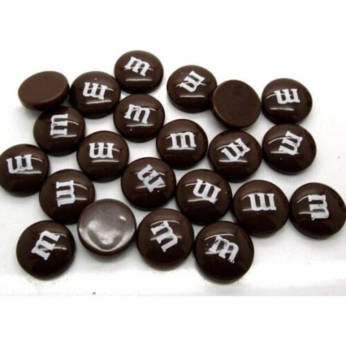 50Pcs 14mm Fuschia Coffee Decoration Crafts Letter M Bead Flatback Cabochon Scrapbook DIY Accessories Buttons
