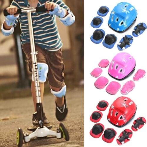 7Pcs/Set Kids Helmet Knee Elbow Pad Set Swegway Gear Skate Cycling Bike Safety Protective Equipment Sport Accessories
