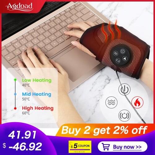 Agdoad Smart Vibration Wrist Brace Relaxation Treatments Hand Compression Air Wrist Massager Heating Pain Relief Brace Massager
