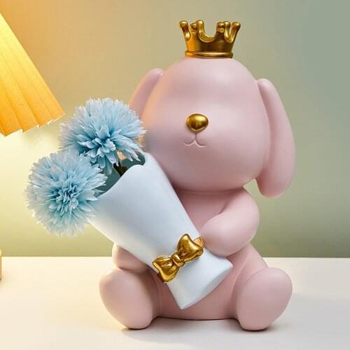 Home Decoration Accessories Modern Bear Model Statues Living Room Decor Resin Sculpture Flower Pots Vase Office Desk Decoration