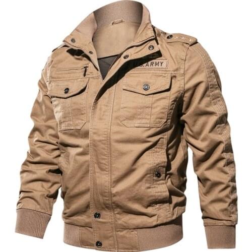 Pop New Mens Bomber Cotton Jackets Autumn Military Uniform Jacket Male Casual Pilot Coats Men Vintage safari Style Tops Outwear