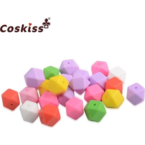 10pcs Silicone Beads for Teether Mix Colors 17mm Geometric/Hexagon DIY Chewing Jewelry Teethers Necklace/ Bracelet Baby Teether