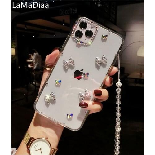 Rhinestone Bow Glitter Bling Phone Case For Xiaomi Redmi 5 6 4X 5A 6A 7A 8A 9A Note4 5 6 7 8 9 Pro 4X 5A Luxury Soft Clear Cover