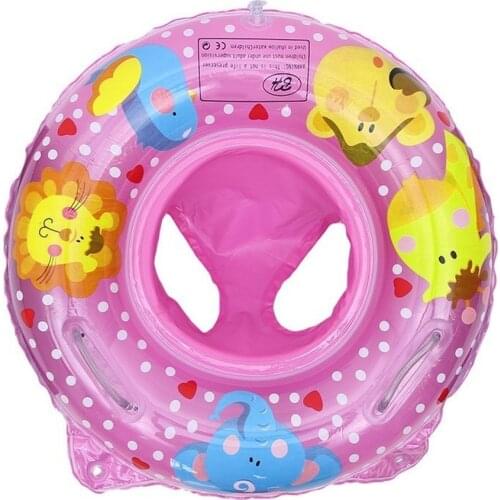 Baby Swimming Pool Rings Seat Cute Inflatable Swim Ring Float Seat Swim Circle with Dual Handle for Baby Toddlers Pool Bathtub