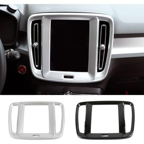 For Volvo XC40 2019 2020 2021 Interior Center Console Navigation GPS Navigator Frame Trim Decoration ABS Silver Sticker Cover
