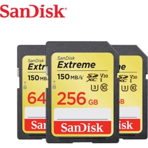 SanDisk SDHC/SDXC SD Card 4K UHD 32GB 64GB 128GB Memory Card Extreme C10 U3 V30 150MB/s (32GB: 90MB/s) UHS-I Flash Card