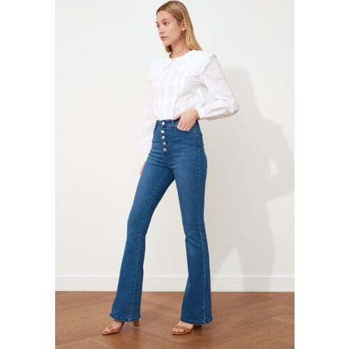 Trendyol Front Button High Waist Flare Jeans TWOAW21JE0157