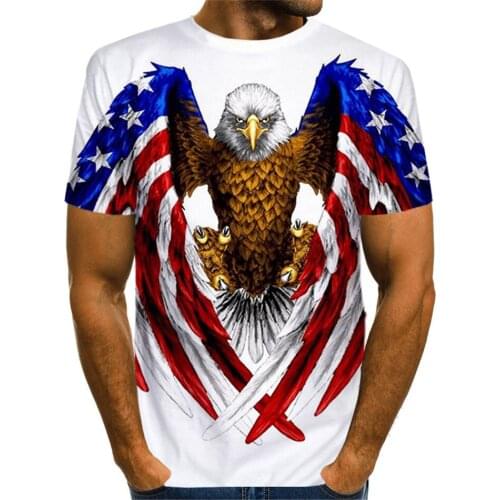 Animals T-Shirt For Men Women Summer Eagle USA Flag Graphic 3D Print Tshirt Boy Girl Novelty Tops Children Casual Party Clothes
