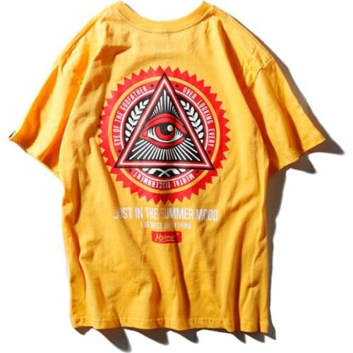 Geometry Triangle T Shirts Men Women Hip Hop Eye of Godfather Printed Casual Cotton Streetwear Tops Tees Streetwear Tshirts