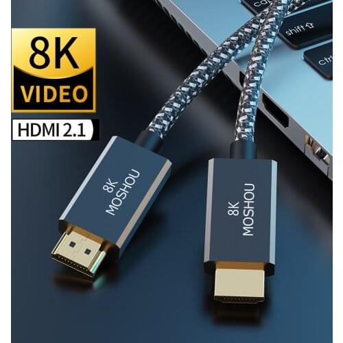 MOSHOU HDMI 2.1 Cable 8K 60Hz 4K 120Hz 48Gbps ARC eARC HDR Video Cord for Amplifier TV PS4 PS5 NS Projector High Definition