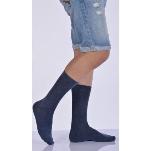 Idilfashion Male Lycra Combed Socket Stocking-Blue-E-ART226 (3'LÜ PACKAGE)