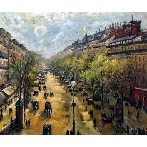 Impressionist Art Painting Boulevard Montmartre, Spring by Camille Pissarro Oil Reproduction on Canvas Hand Painted